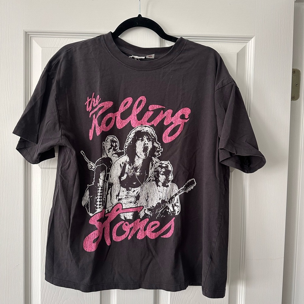 Rolling Stones Graphic T-Shirt - Black & Pink